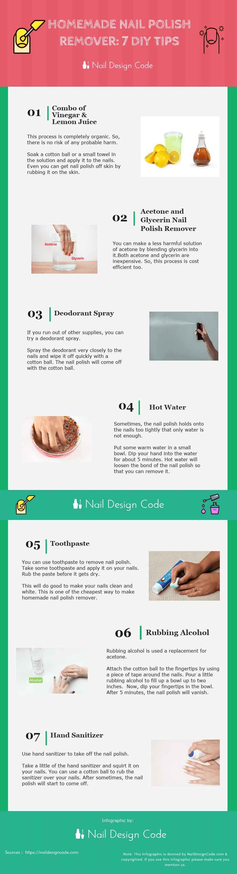 diy nail polish remover infographic green background