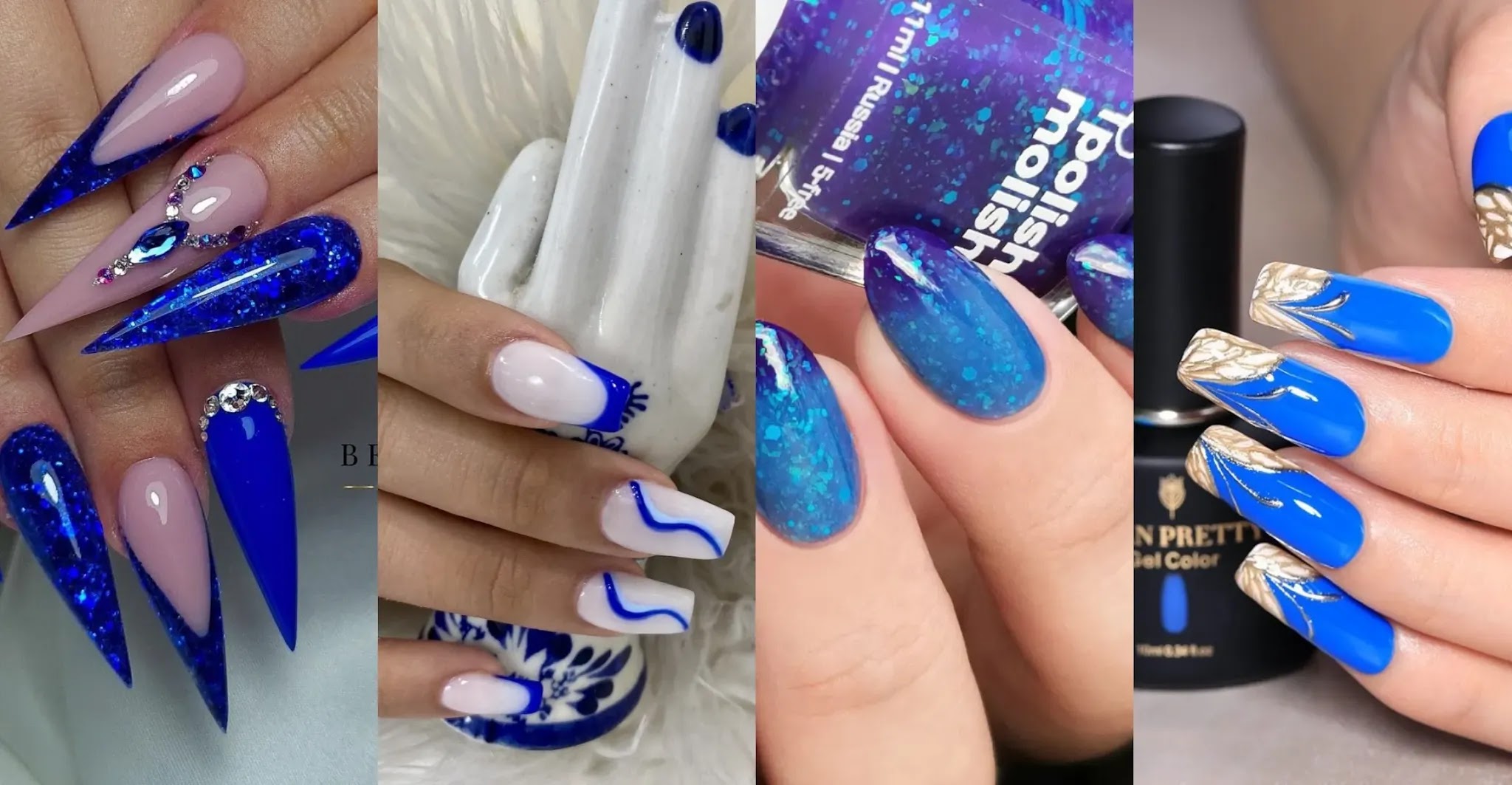 Many different blue shades nail designs blue image