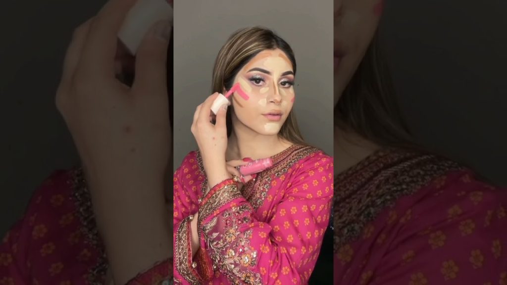 Light makeup tutorial with pink dress #shorts #makeup #viral #beauty