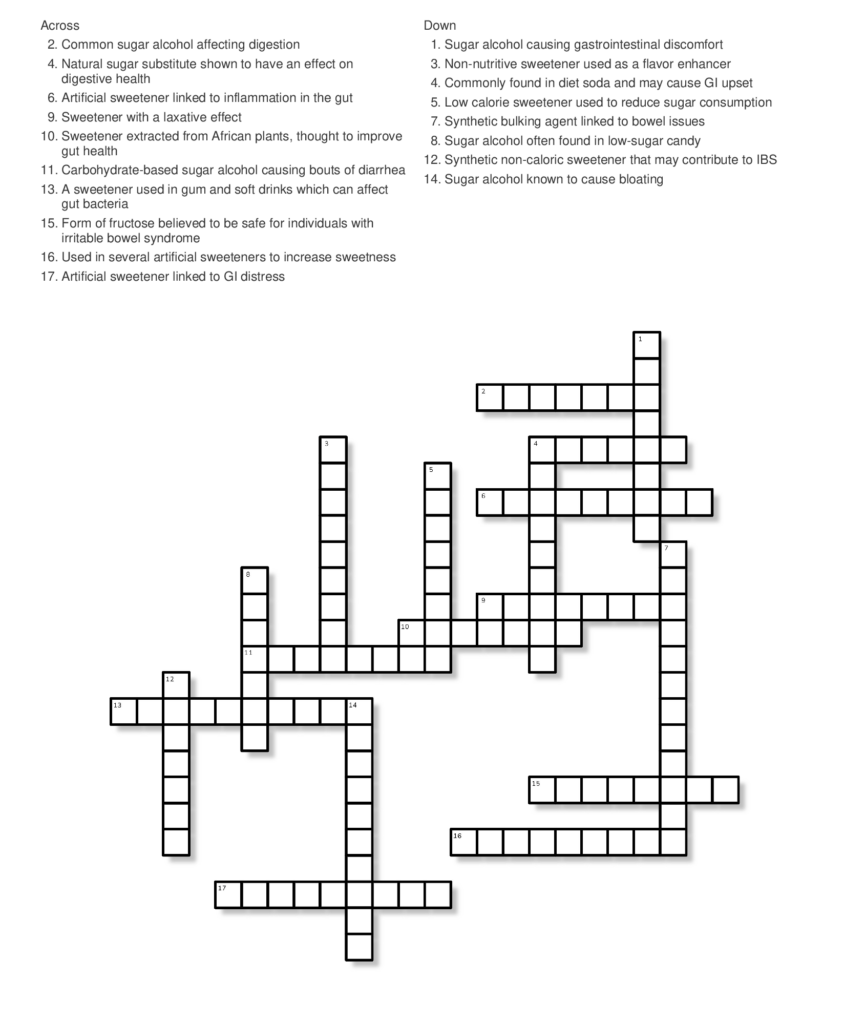 artificial sweeteners and acne crossword