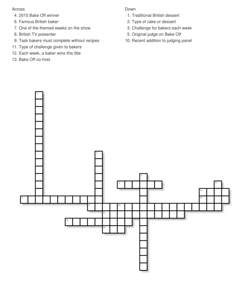 Steph bakeoff crossword