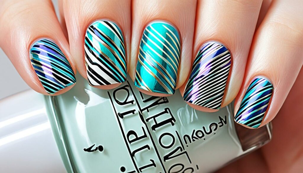 Abstract Nail Art with Stripes